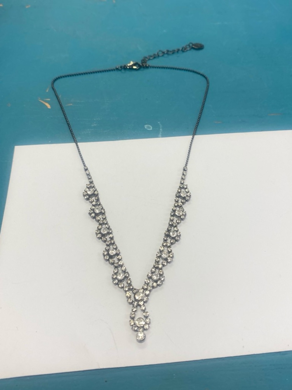 Elegant Crystal V-Shaped Pendant Necklace -